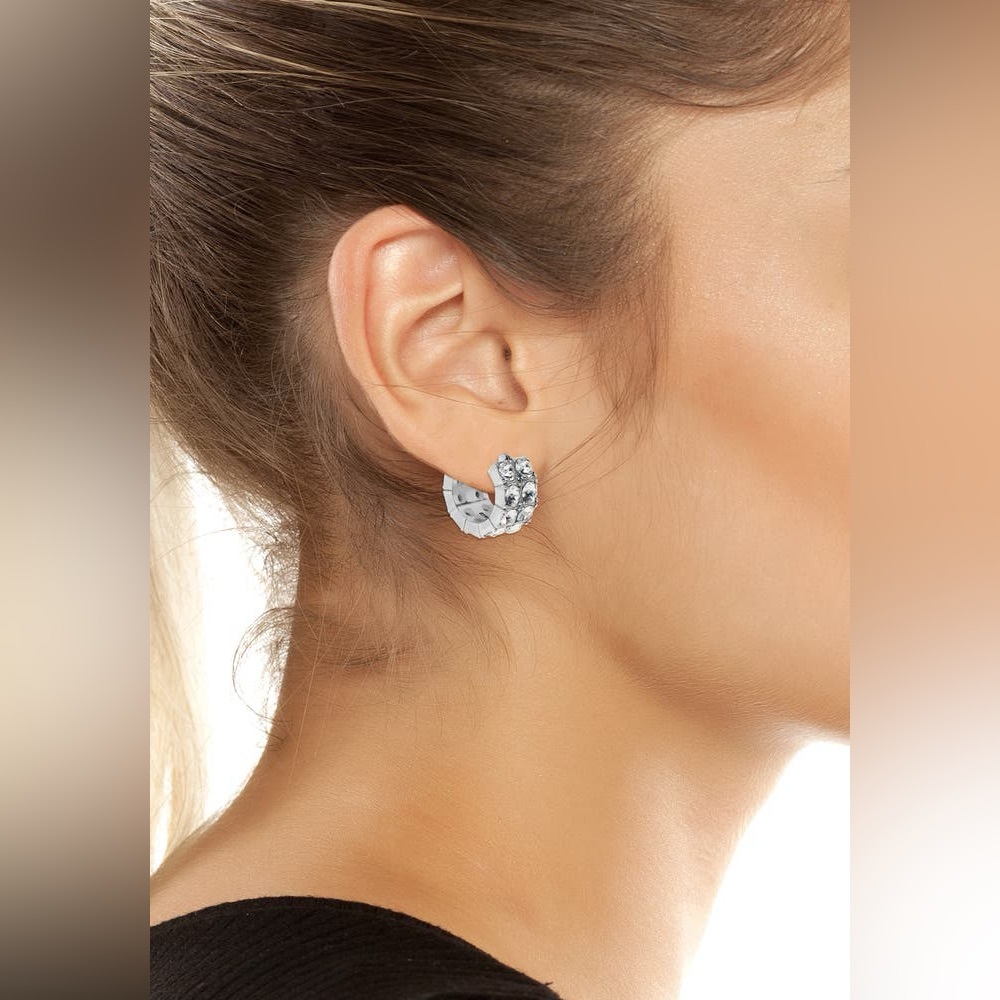 All Saints Double Crystal Hoop Earrings - Picture 2 of 4